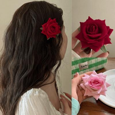 Acessórios de Cabelo Presilhas de Cabelo Floridas Presilha Lateral de Fada Presilha de Cabelo Rosa Vermelha da Moda Meninas