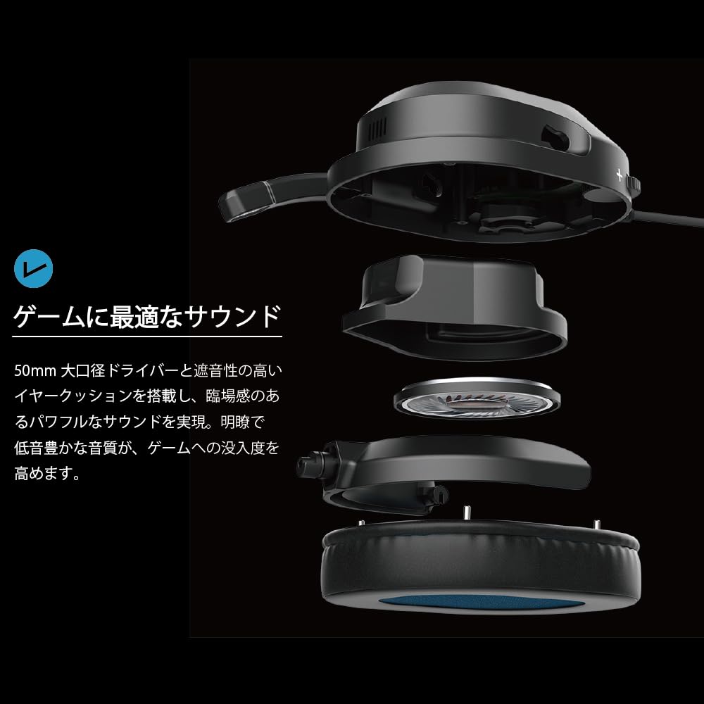 JLab Night Fall Gaming Compatible with Nintendo Headphones with Black Headset, Wired, Switch, Microphone,