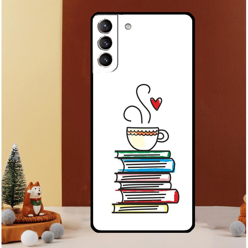 Books And Coffee Case For Samsung Galaxy S23 S24 Ultra S8 S9 S10 S22 Plus Note 10 20 Ultra S20 S21 FE Cover