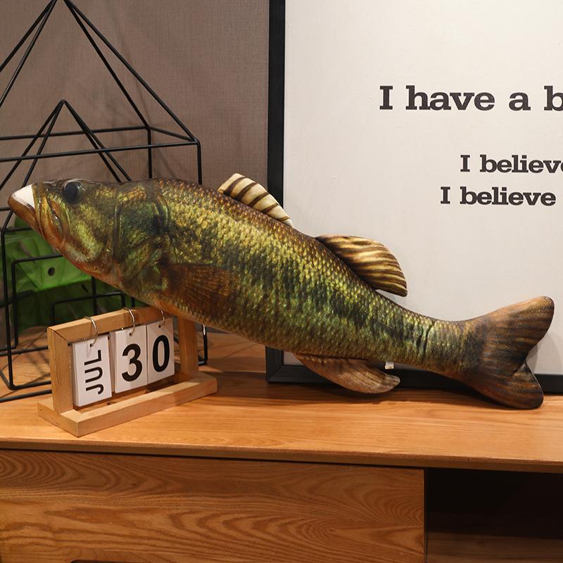 Simulated Piranha Torpedo Dragon Sea Bass Tilted Mouth Little White Rabbit Pillow Long Strip Cute Fish Plush Toy Doll