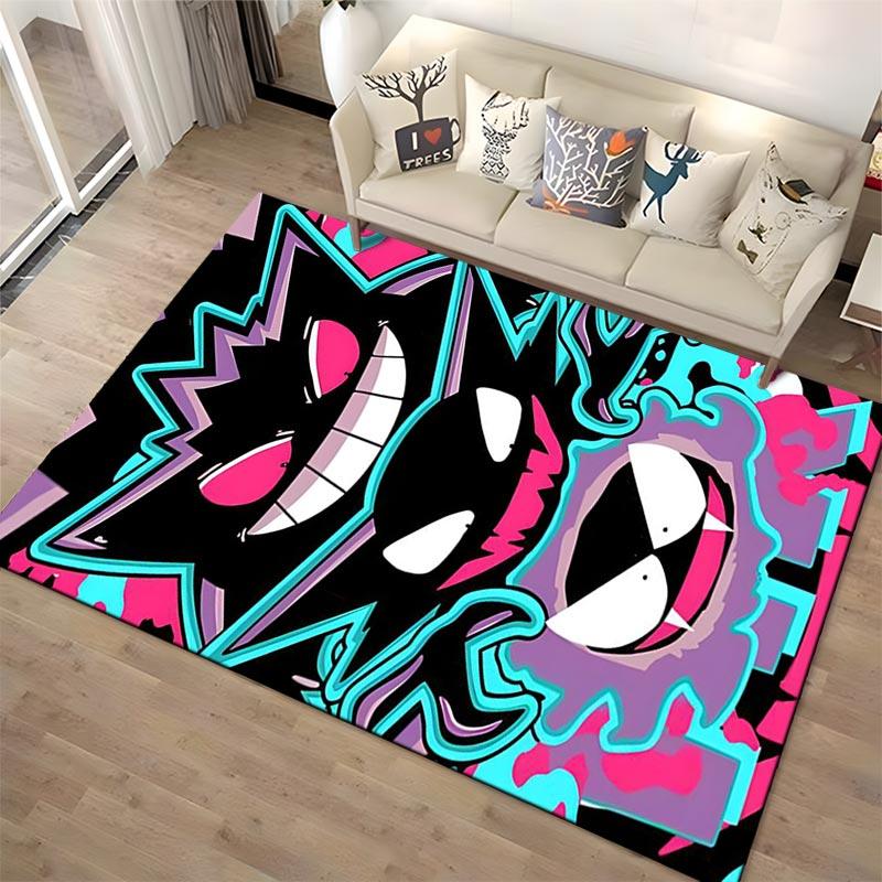 Colorful Cartoon Style Rug with Bold Graffiti Monster Design Artwork Suitable for Use As an Anti-slip for Living Room Bedroom Sofas