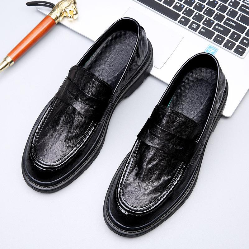 Chaussures homme tendance printemps chaussures décontractées en cuir cuir véritable polyvalentes chaussures beanie noir chaussures paresseuses tendance mocassins à une pédale