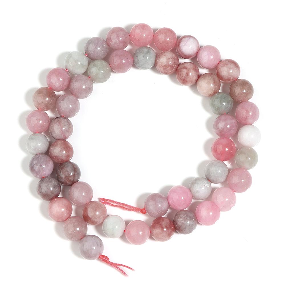 1 Filo 6/8/10mm Perline di Pietra Naturale Giada Colorata Rotonde Lente Distanziatrici Per Creazione Gioielli Braccialetti Fai da Te Collane Accessori