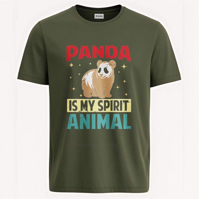 Men cotton tshirt Graphic summer Men t shirt Panda Is My Spirit Animal Short Sleeve Adult Oneck tops Brand t shirt for man
