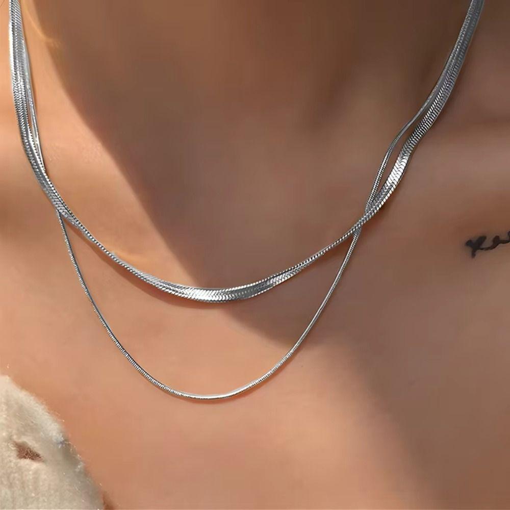 Clavicle Chain Double Layer Chain Elegant Women Jewelry Accessories Korean Style Necklace  Party