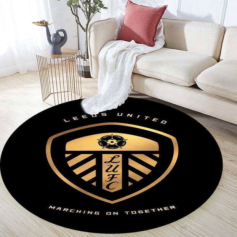 Leeds United Logo Pattern Round rug,Carpet Rug for Living Room Bedroom Playroom ,Non-slip Floor Mat,Holiday Gifts and Birthday Gifts.
