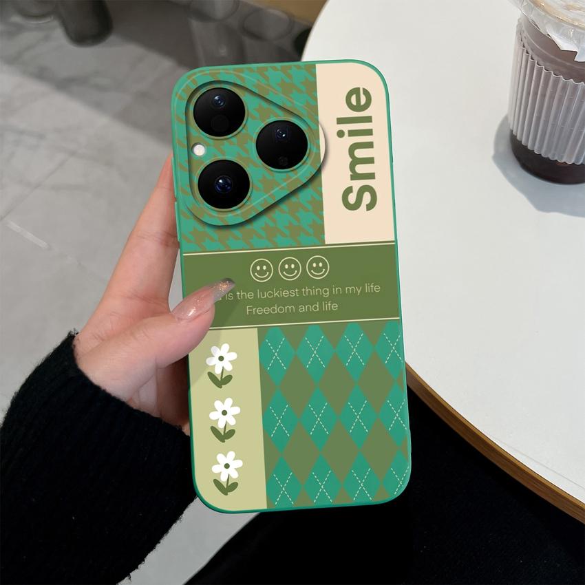 For Huawei Pura 80 Pro Nova Y70 Y90 Y61 6 7 8 9 SE Y72 4E 5T Phone Covers Fashion Grid Patterns Liquid Silicone Dustproof Cases For Huawei Bumper Capa