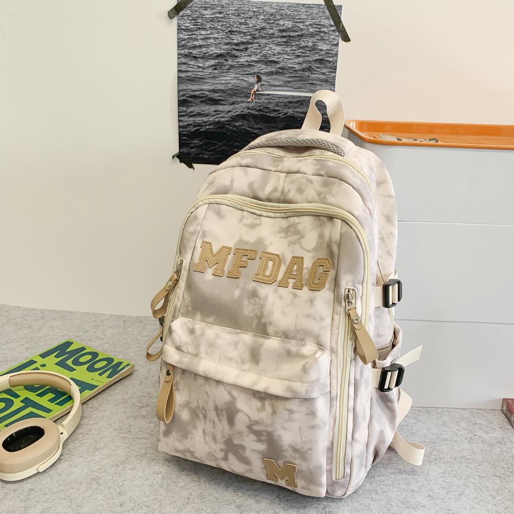 School Bag High Value Letter Back Couple Solid Color Casual Simple Light Outdoor Large Capacity