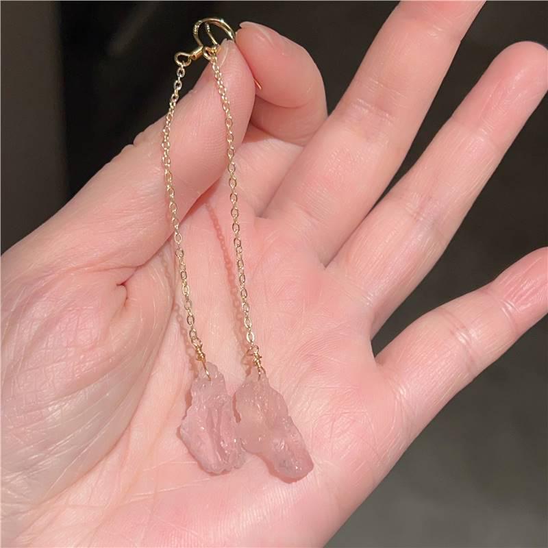 Natural Pink Morgan Stone Long Earrings