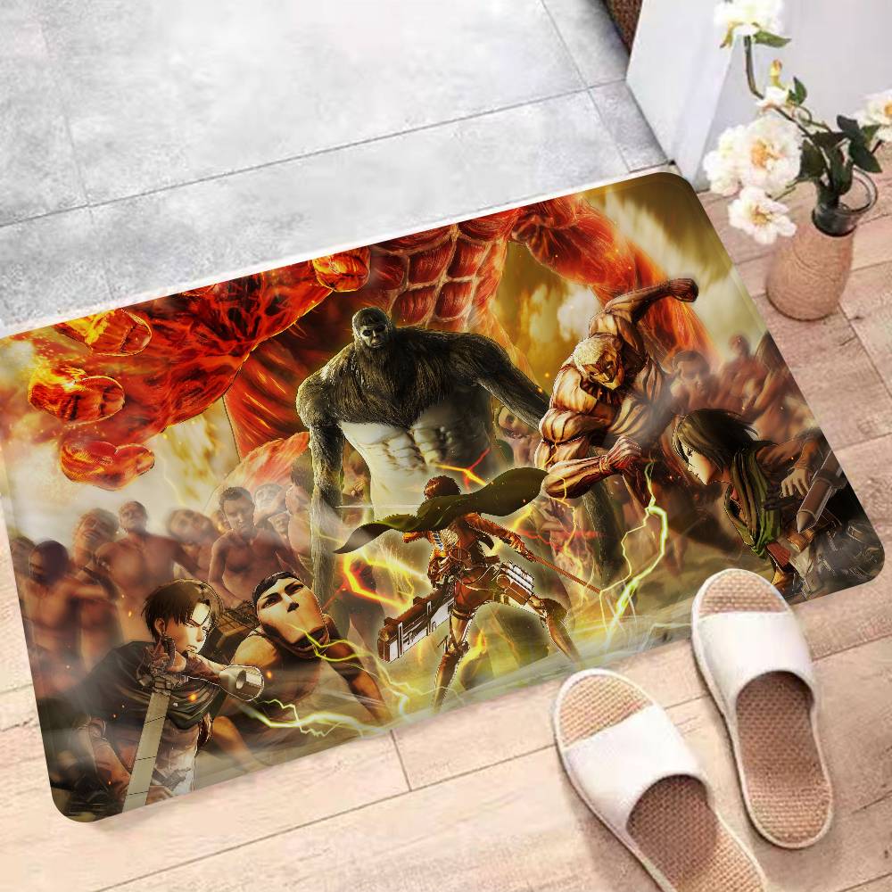 Cartoon Attack On Titan Eingangstürmatte Waschbar Rutschfest Wohnzimmer Sofa Stühle Bereichsmatte Küche Willkommensfußmatte
