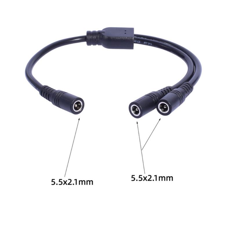 DC5521 Y Splitter Power Cable 5.5mmx2.1mm 1 Female to 2 Male for LED Lights Power Extension Cable 30cm/11.81in