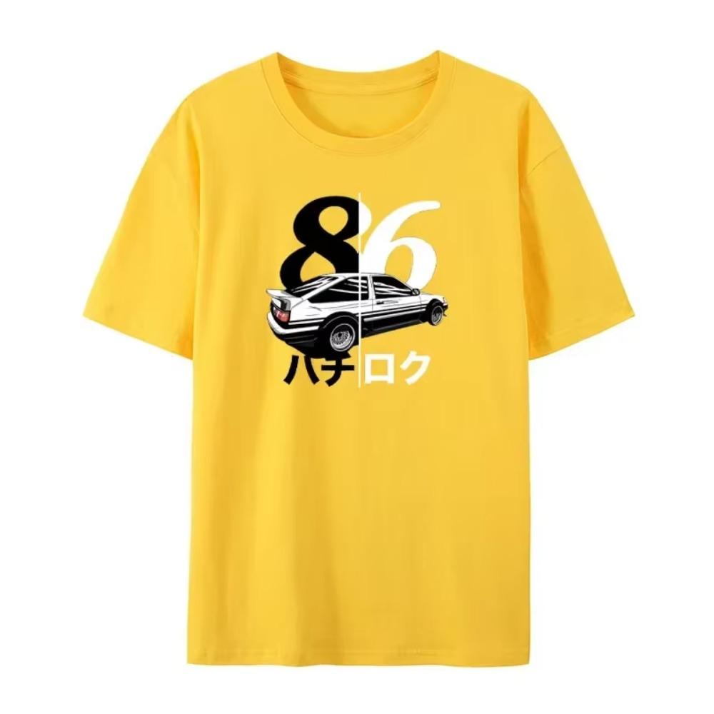 Summer Men's Short-sleeved Retro Car Print Round Neck Fashion Casual Solid Color European Size T-shirt Summer Comfortable Top