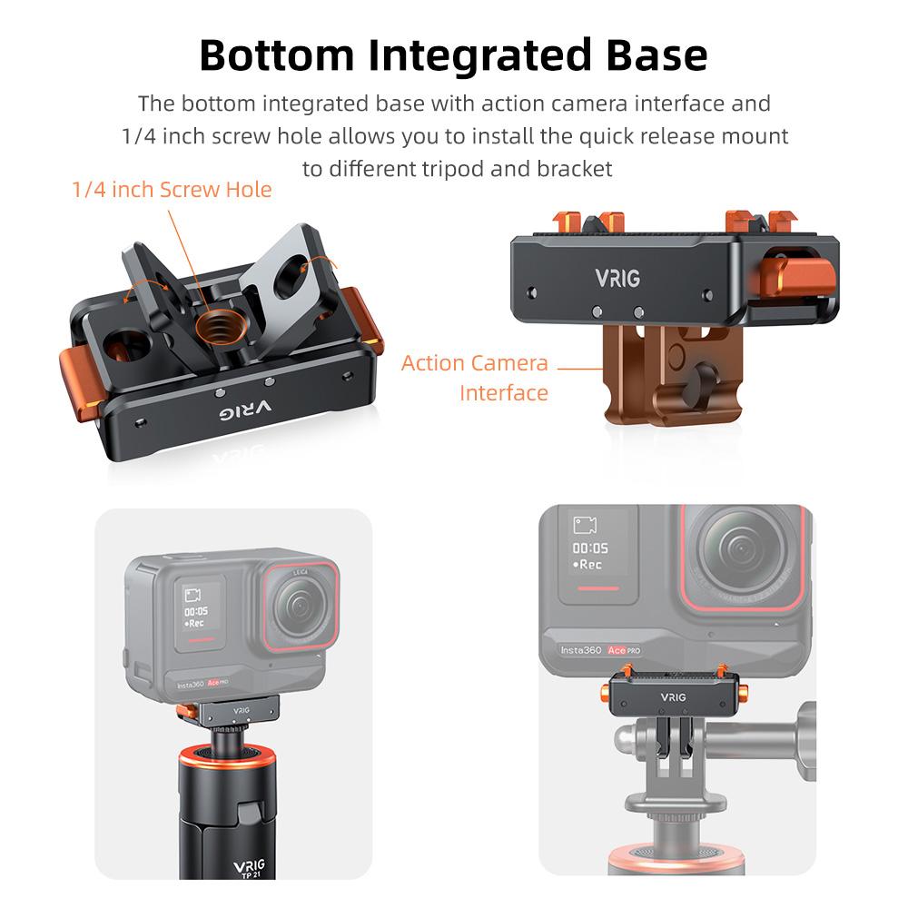 VRIG AC10 Sportkamera-Schnellwechselhalterung, magnetische Adapterhalterung aus Aluminiumlegierung für Insta360