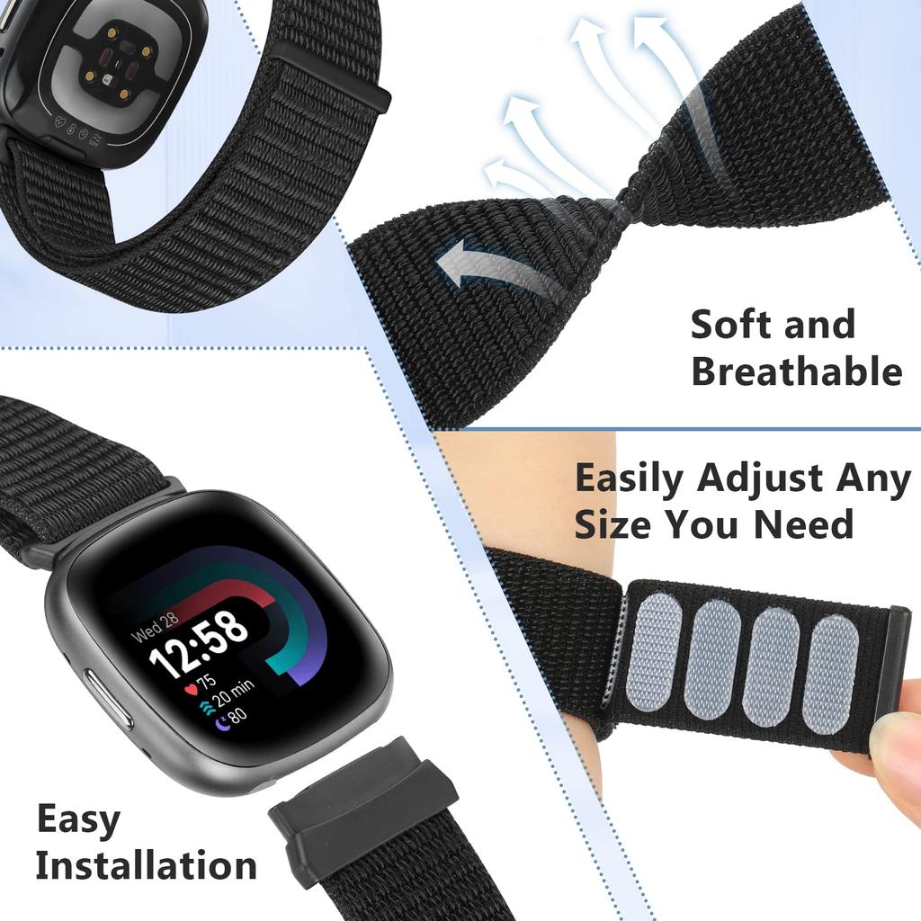 Nylon Loop Strap for Fitbit Versa 4 3 band Smart watch replacment Soft Breathable Sport belt Correa Bracelet Fitbit Sense 2 band