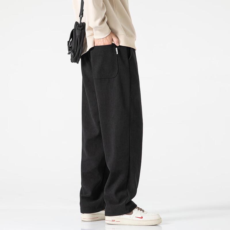 XueZhongFei Men's Corduroy Fleece-Lined Casual Pants