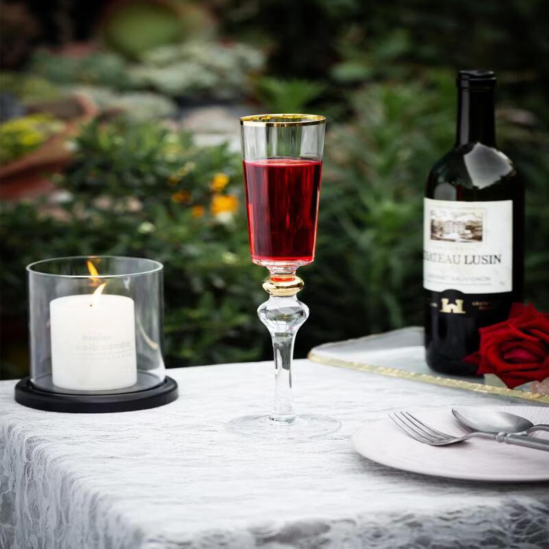 LISM Vintage Gold-Rimmed Pumpkin Champagne Glass