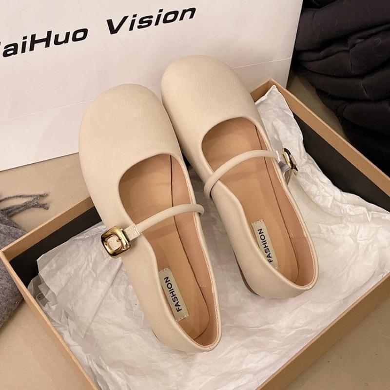 

Summer thin real soft leather breathable French Mary Jane shoes soft sole women s shoes shallow mouth single shoes with skirt small leather shoes 40 бежевий