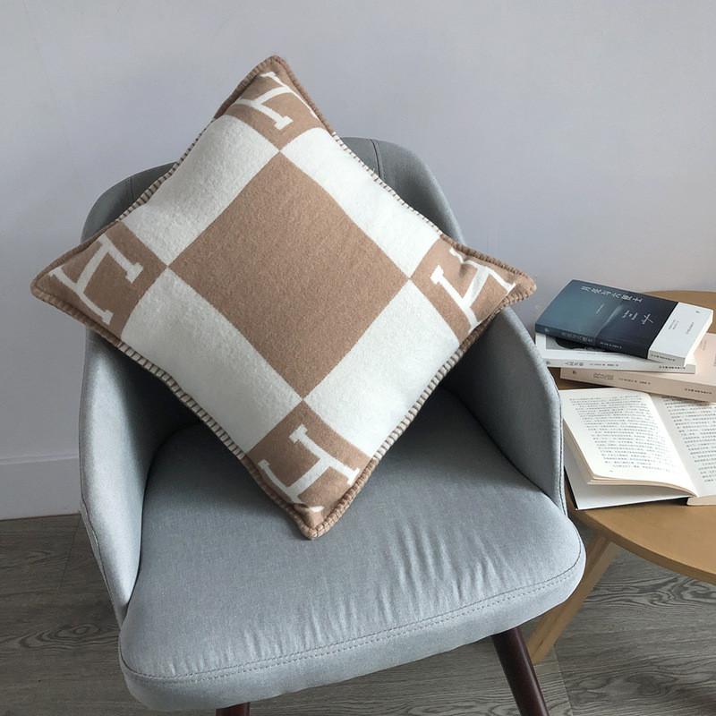 Modern H Letter Throw Pillow Cover With Striped Fabric For Home Decor