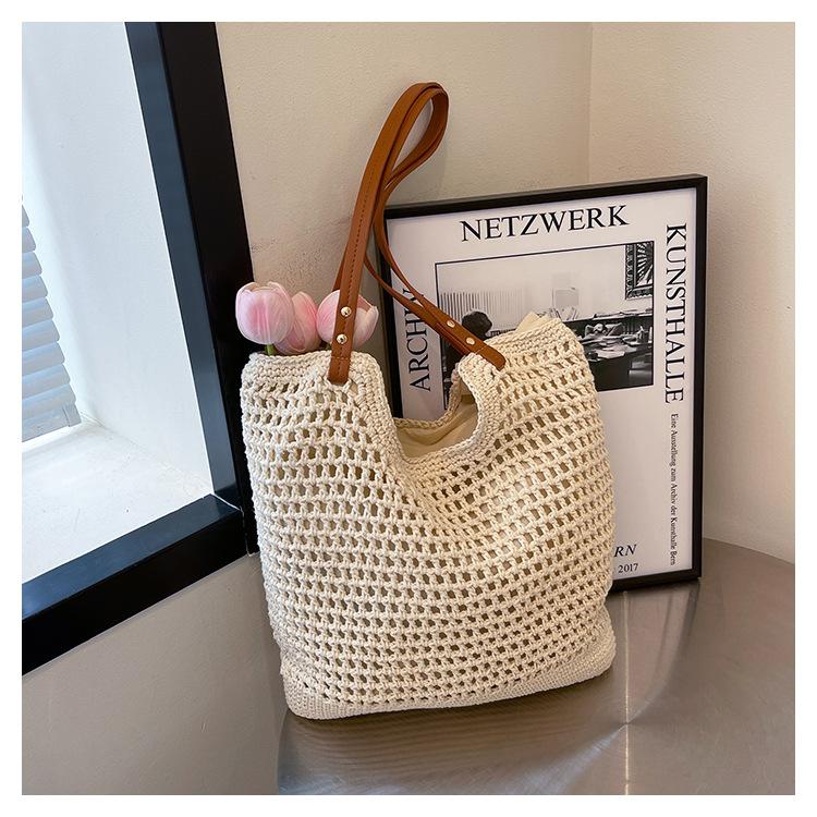 

Нишевая плетеная из соломы сумка-тоут большой вместимости женская новая пляжная плетеная сумка через плечо под мышкой для отпуска на море