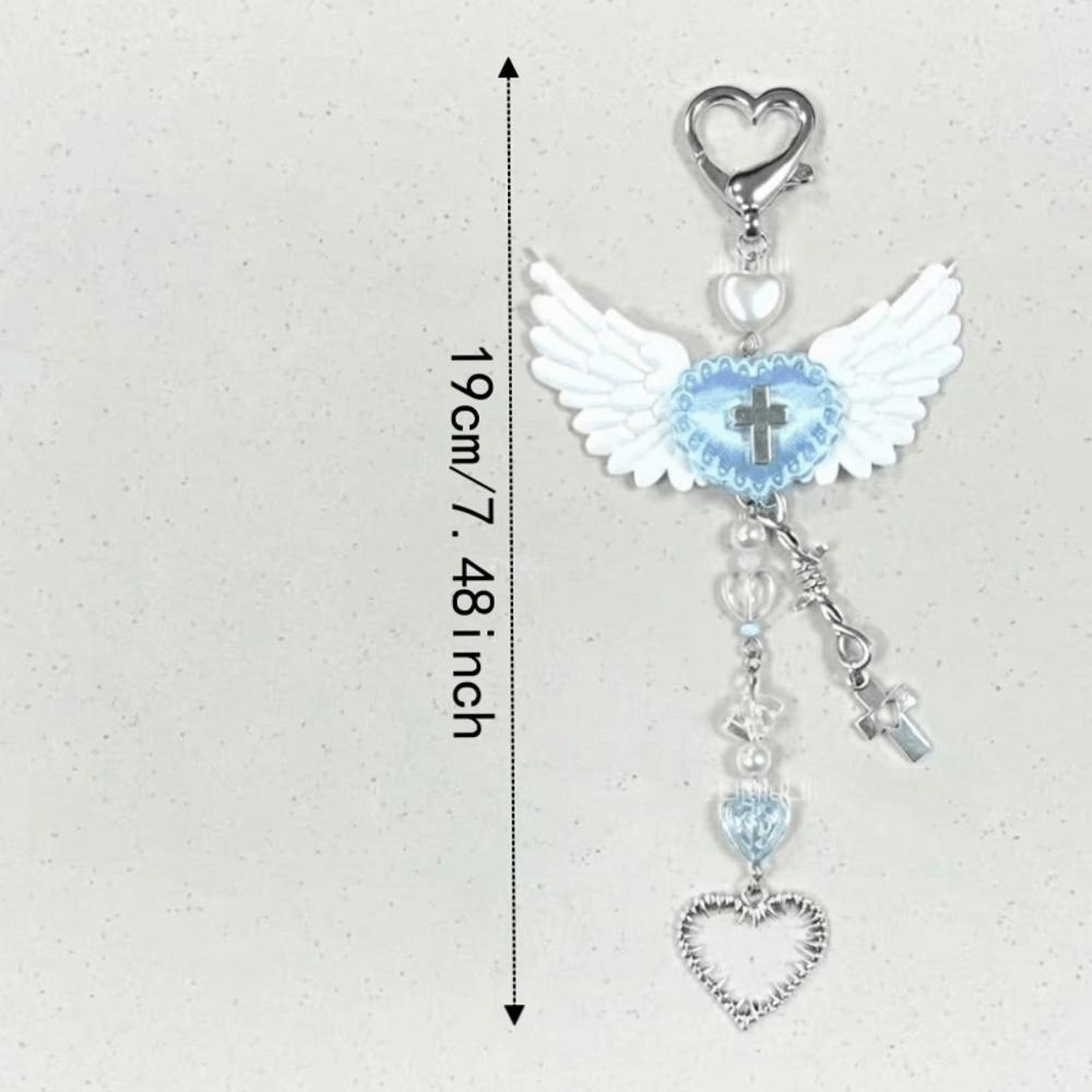Beads Black Wing Cross Charms Creative Beaded Phone Chain Cellphone Decoration Daily Use