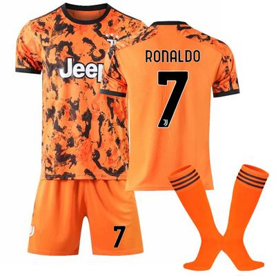 Tonåringar Barn Vuxna Fotbollströjor Sport Träningsset med Strumpor 2020-21 Juventus Andra Bortaställ #7 Ronaldo