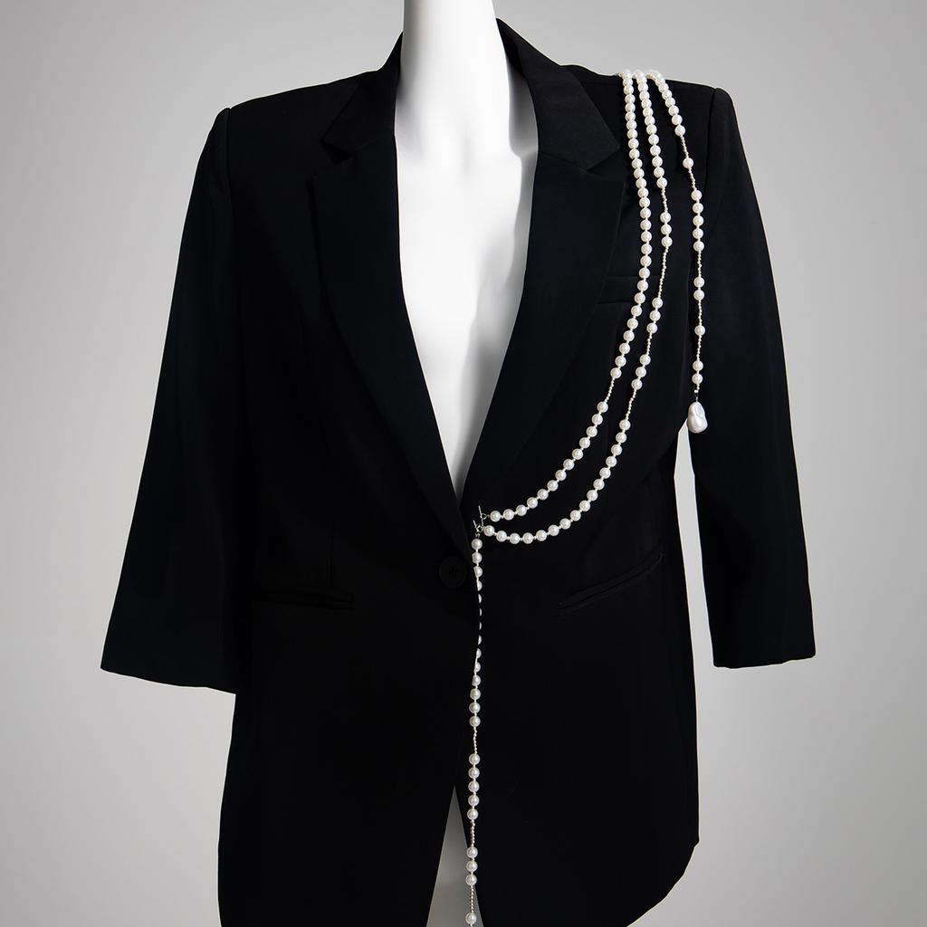 New Versatile Pearl Chain Brooches for Women Tassel Design Pants Chain Necklace Handmade Beaded Pearl Elegent Clothes Accessorie