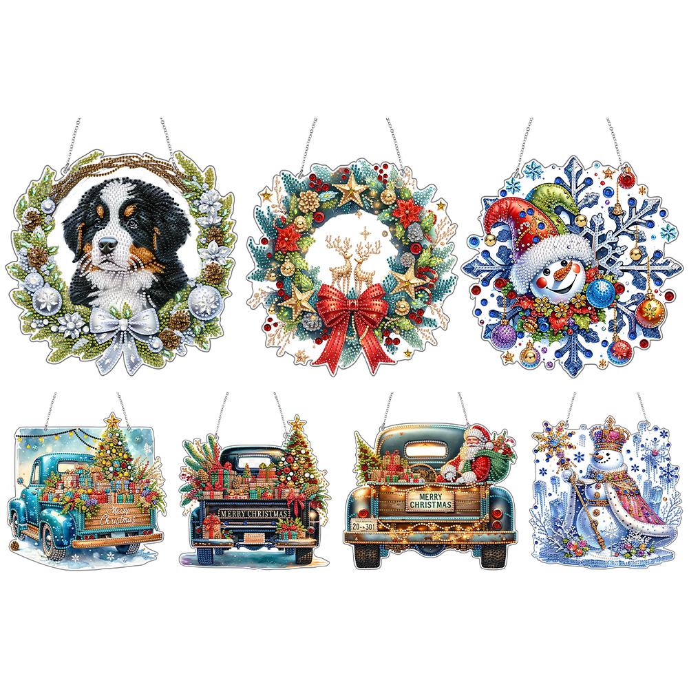 2D/Flat DIY Acrylic Rhinestone Diamond Art Window Pendants Diamond Painting Set Diamond Art Pendant DIY Home Decor Hanging Charm