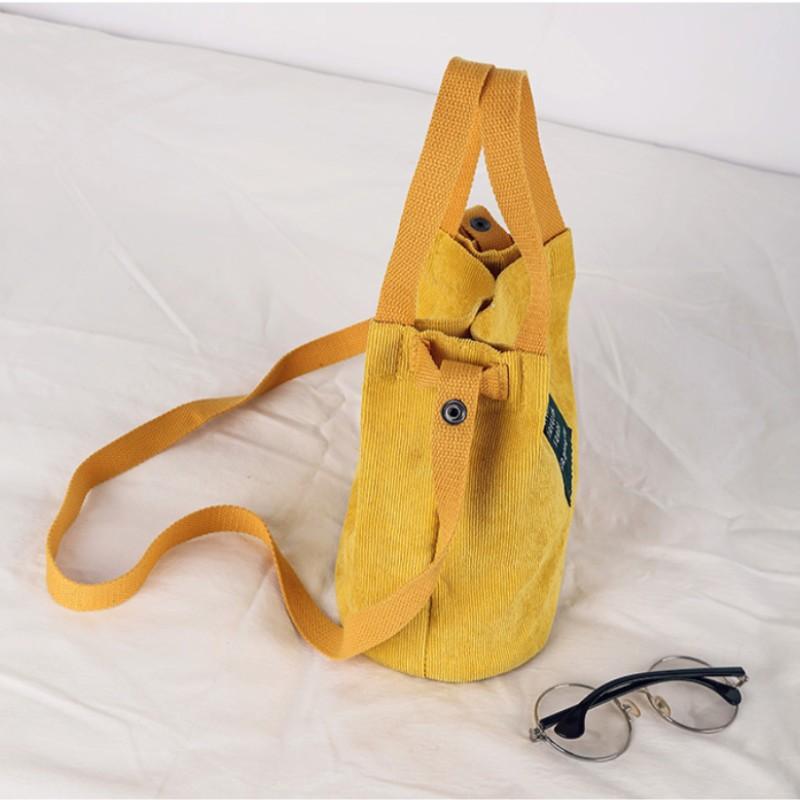 Retro Corduroy Canvas Simple Solid Color Literary Shoulder Original Bucket Cloth Bag