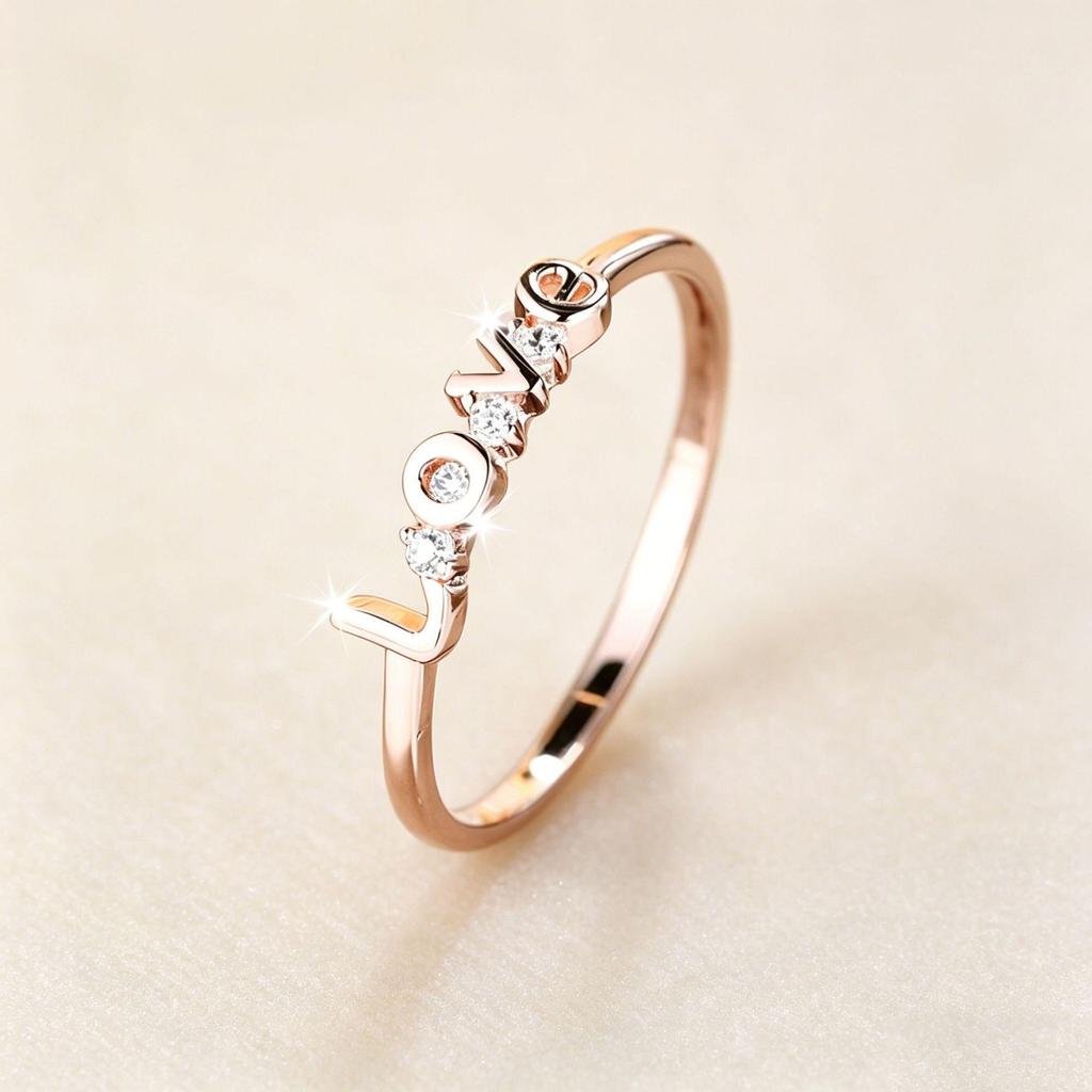 Yan Bai Elegant European-American Style Cubic Zirconia Love Ring - Versatile Women's Fashion Jewelry