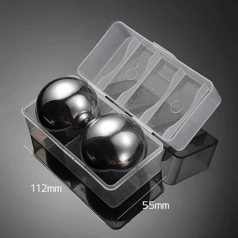 2Pcs Round Whiskey Stones Ball Shape Reusable Stainless Steel Ice Cubes Golf Ball Whiskey Stones Ball Metal Ice Gift Set