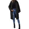 Lange gesteppte Pufferjacke für Damen, lässige, leichte, mit Reißverschluss, mit Kapuze, Winter, knielang, gefütterte Oberbekleidung