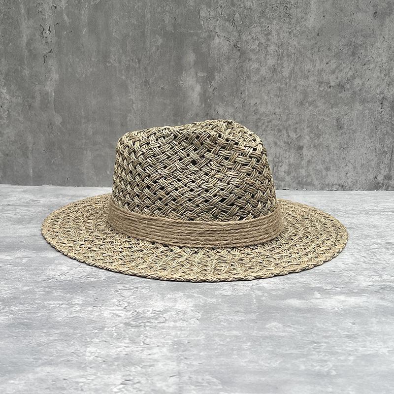 French Vintage Panama Straw Hat Saltwater Straw Top Hat Men'S And Women'S Sunscreen Beach Sun Hat