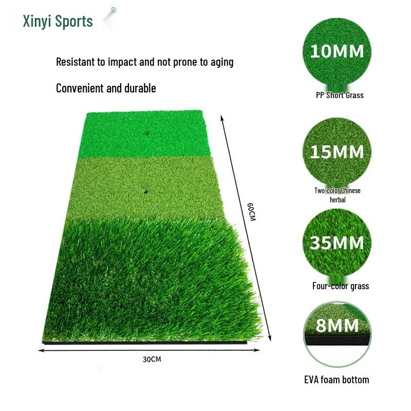Portable Golf Practice Set: Indoor/Outdoor Swing Trainer & Chipping Net with Three Grass Hitting Mat