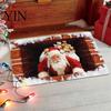 Winter Snowman Welcome Rug 3D Christmas Entrance Rug, Santa Claus Floor Mat, Non-slip Decorative Door Mat Festive for Front Bathroom Holiday