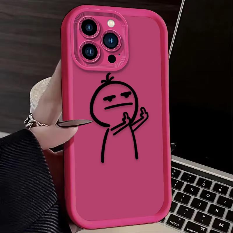 Cartoon Funny Despise Gesture Phone Case For iPhone 16 15 14 13 12 11 Pro Max XS Max XR 7 8 Plus Shockproof Silicone Back Cover