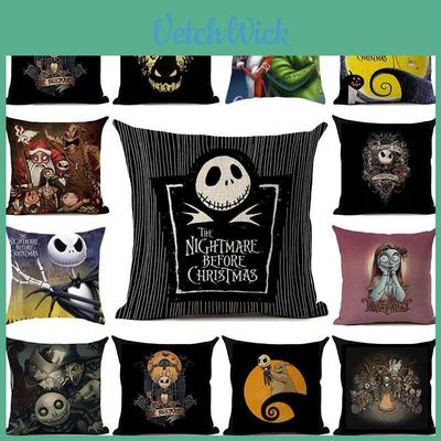 Nightmare Before Christmas Cotton Linen Throw Pillow Case Sofa Cushion Cover Home Decor