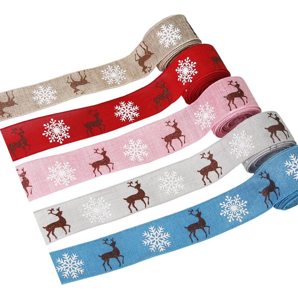 Vibrant Colorful And 2 Meter Long Reindeer Snowflake Ribbon Ideal For Christmas Decoration Tree