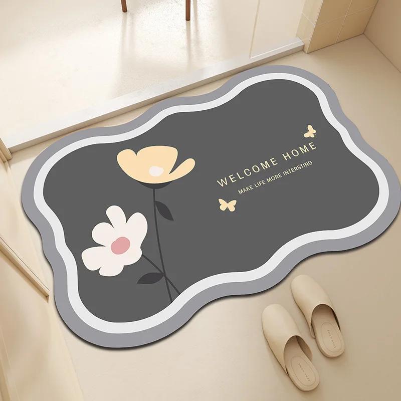 Toilet door floor mat Diatom mud absorbent non-slip mat Toilet carpet Bathroom floor mat Silicone door mat Household