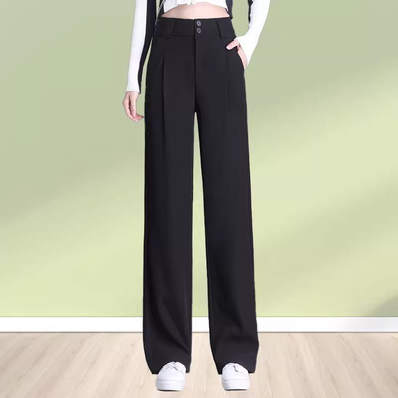 

2025 Новые женские летние шифоновые брюки с широкими штанинами - Модные брюки прямого кроя, стройнящие XL (115-125 jin)