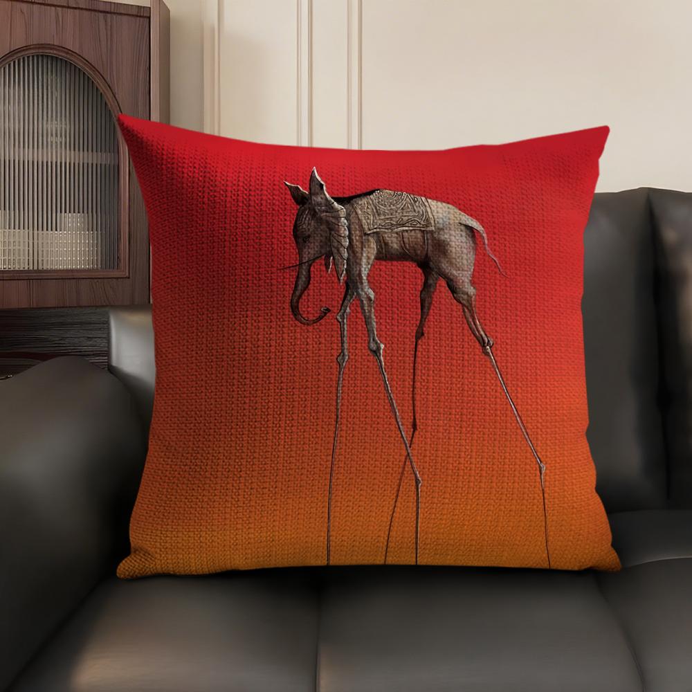 SSalvador Dali Pop Art Cushion Cover Natural Linen Organic Fabric DoubleSided Printing Sofa Home Decor Gift Pillow Case