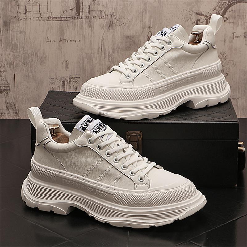 

2024 Новые мужские кроссовки Модные высокие повседневные туфли Легкие дышащие ботинки Обувь на шнуровке Обувь на платформе Zapatillas de Hombre 38 чёрный