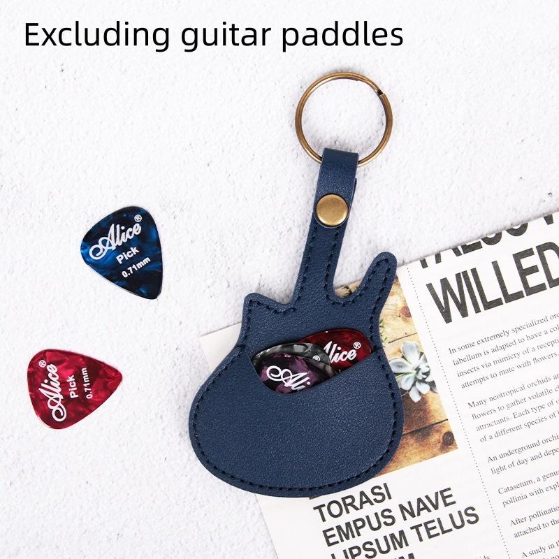1Pc Leather Guitar Pick Bag Pick Holder Case Guitar Shape With Key Ring Guitar Accessories Instrument Accessories
