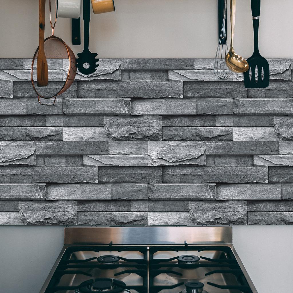 Retro Pvc Tile Wall Sticker Self-Adhesive Living Room Kitchen Waterproof And Moisture-Proof Wall Decoration Self-Sticker Wallpaper