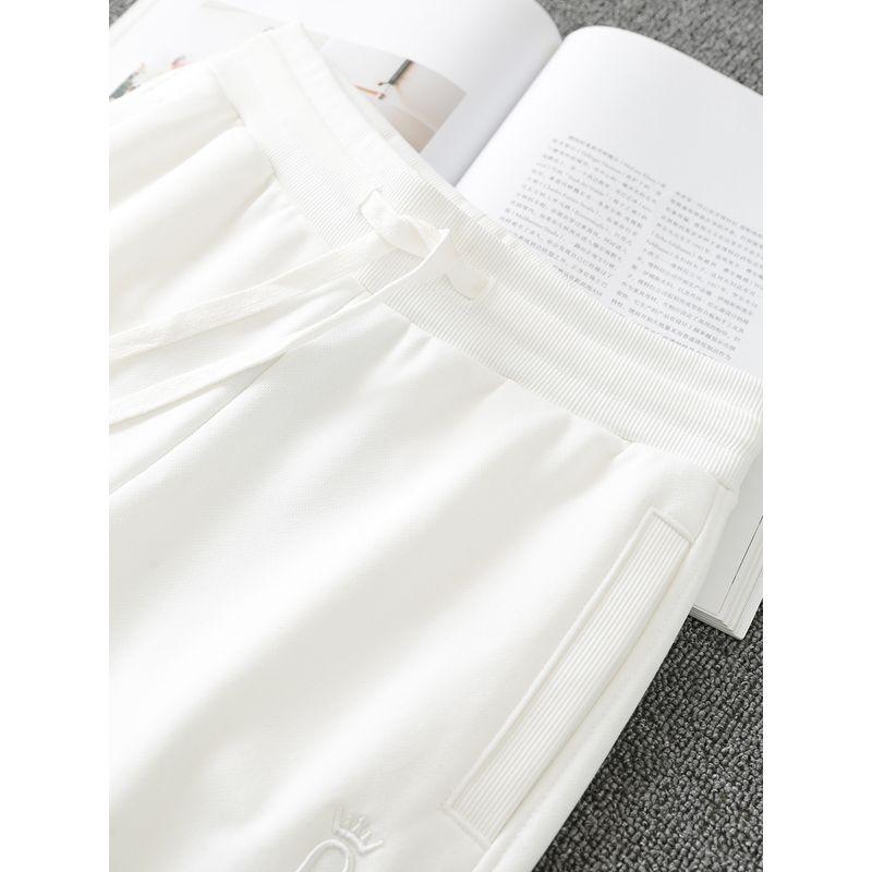 Casual plus Velvet White Spring and Autumn Sports Pants