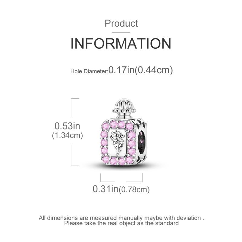 Charms Platapink Zircon Rose Perfume Bottle Beads Fit Originalbracelets Charms For Women Jewelry Diy Making Gifts