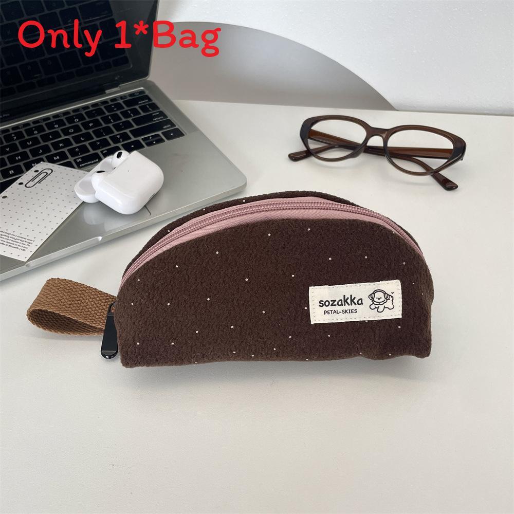 Minimalist Polka Dot Pencil Case With Large Capacity For Students And Office Use