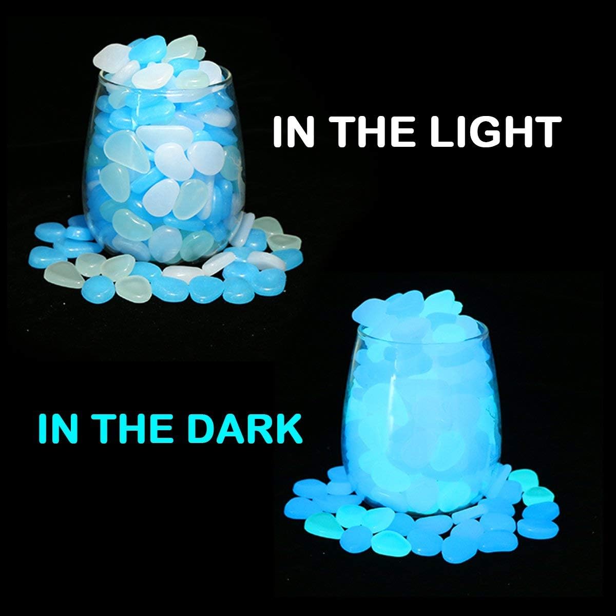 

Glow in The Dark Garden Pebbles Stones Rocks for Yard and Walkways Decor, Decorative Luminous Stones in Blue United States