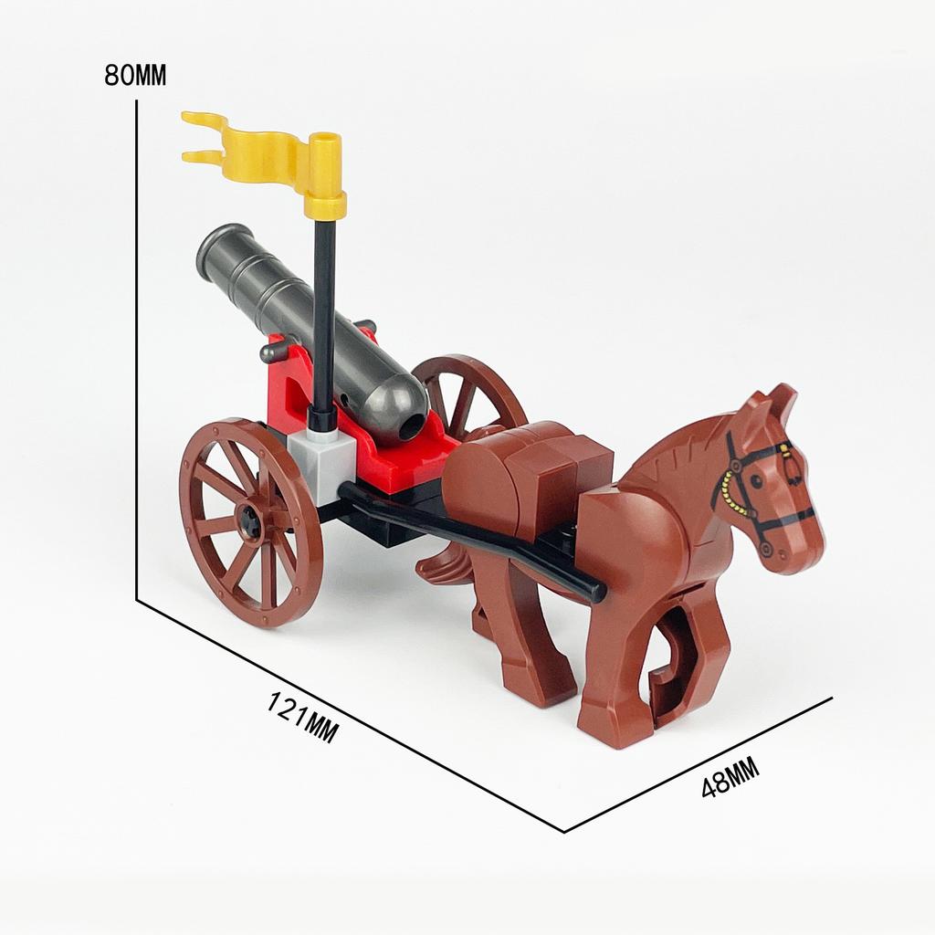 DIY Mittelalterlicher Soldatenwagen Bausteine Kreativer Bauernwagen Transportfahrzeug Modell Schloss-Themen Ziegelspielzeug