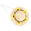 Pet Sombrero Hat Mini Straw Hat Pets Birthday Party Hats with Flowers for Small and Medium Dogs CatsYellow Flowers S
