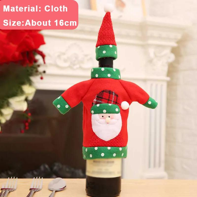 Christmas Wine Bottle Cover Set Santa Claus Snowman Knitted Wool Red Wine Bottle Bags For New Year Xmas Party Dinner Table Decor
